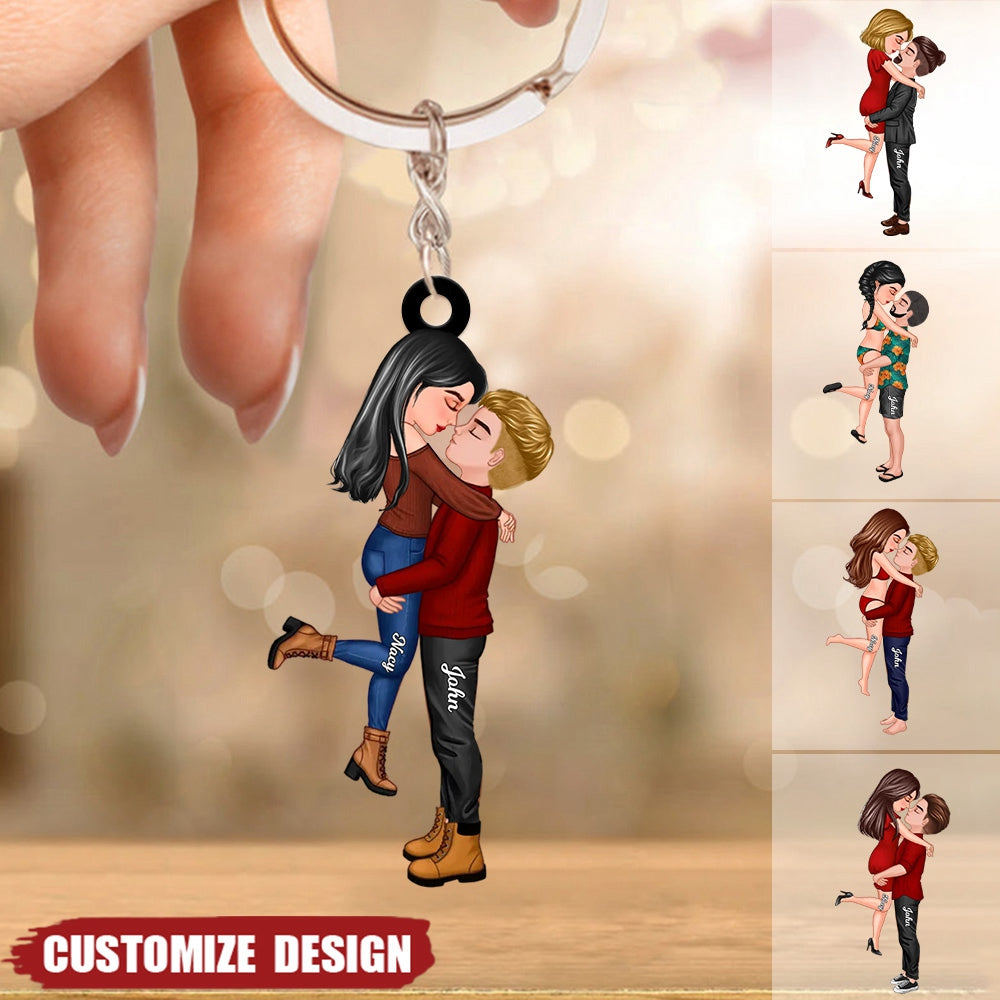 New Release - Personalized Doll Couple Kissing Hugging Keychain - Gift ...