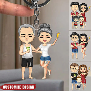 Personalized Family On Vacation Acrylic Keychain - Gift For Couple, Dad, Mom