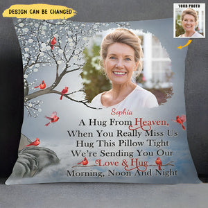 Custom Photo A Hug From Heaven - Memorial Gift For Family, Friends - Personalized Pillow