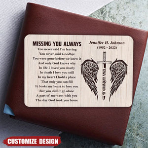 Missing You Always - Memorial Personalized Stainless Wallet Card