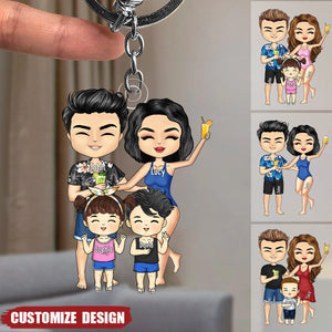 Personalized Family On Vacation Acrylic Keychain - Gift For Couple, Dad, Mom