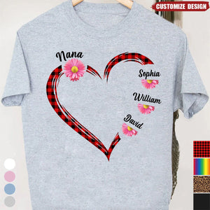 Personalized Flower Daisy Color Grandma Heart T-Shirt