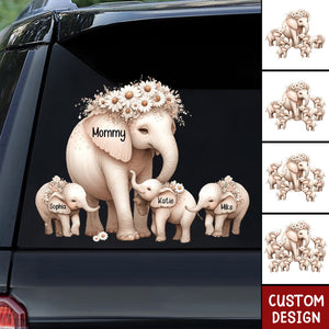 Mama/Nana Elephant With Little Kids Personalized Decal/Sticker - Mother's Day Gift