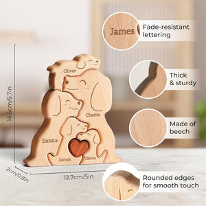 Personalized Wooden Dogs Family Puzzle - Gift For Couple,Family