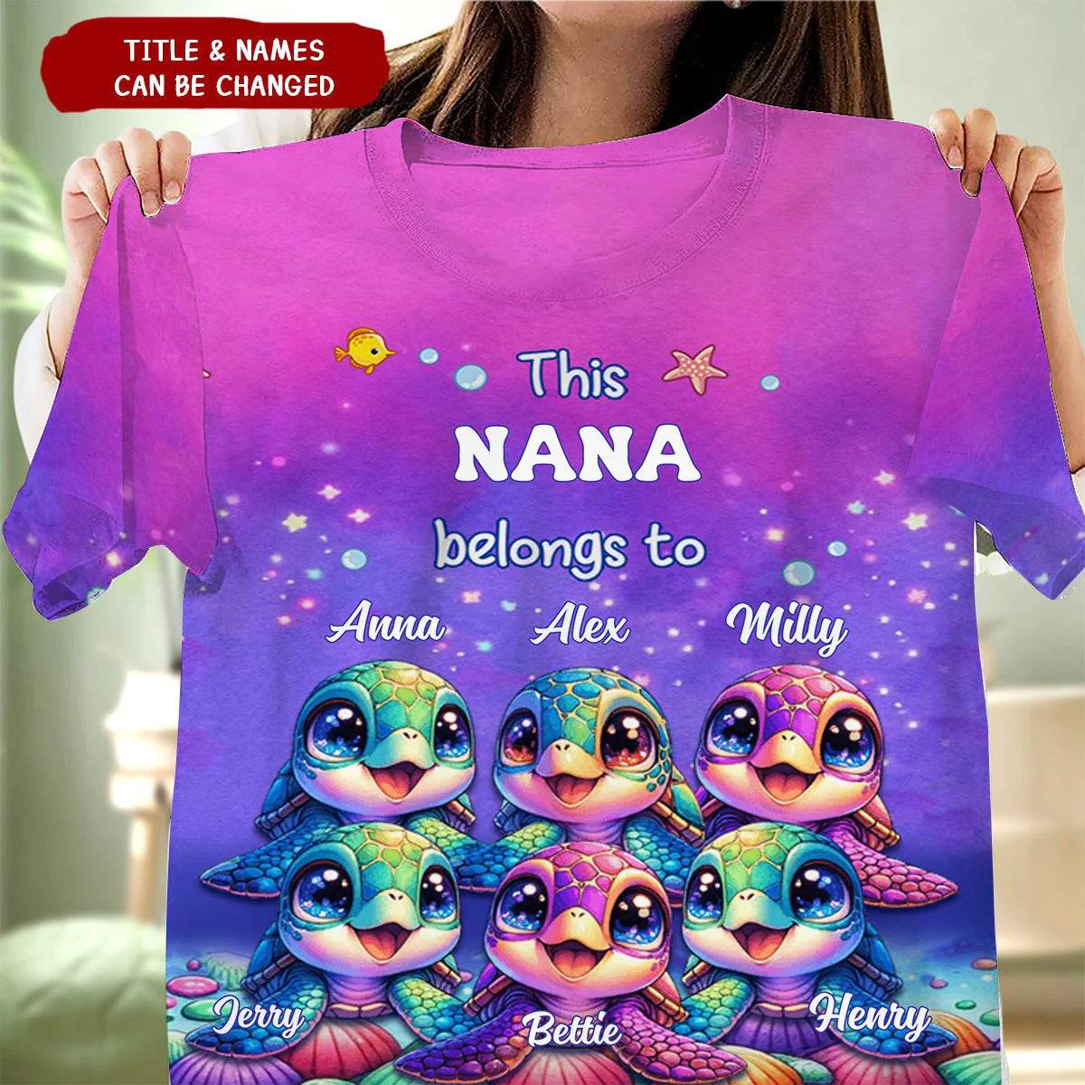 This Grandma belongs to Colorful Turtle Personalized 3D T-shirt - gousvip