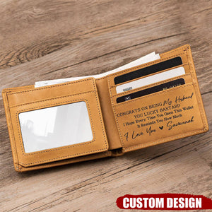 Congrats On Being My Husband - Personalized Leather Wallet, Gift For Husband, Boyfriend