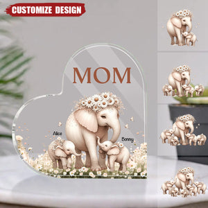 Mama/Nana Elephant With Little Kids Personalized Acrylic Plaque Mother's Day Gift