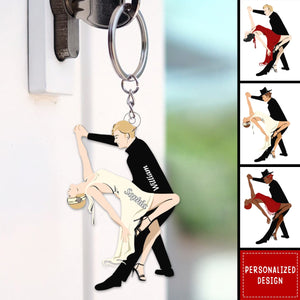 Dancing Romantic Couple Personalized Keychain