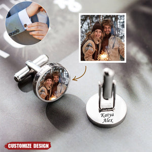 Personalized Photo Cufflinks Mens Shirt Cufflinks - Gift For Dad / Grandpa