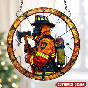 Personalized Firefighter Suncatcher Ornament - Gifts For Firefighter