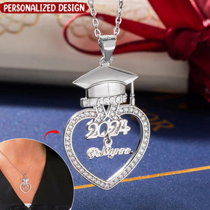 Personalized Graduation Cap Heart Zircon Necklace-Graduation Gift for Her