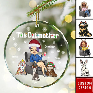 2024 New Release Christmas The Cat Mother - Personalized Circle Acrylic Ornament