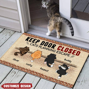 Cats Planning Escape Naughty Cat Brick Personalized Doormat