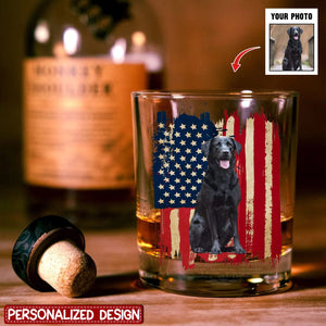 Personalized America Dog Flag Whiskey Glass