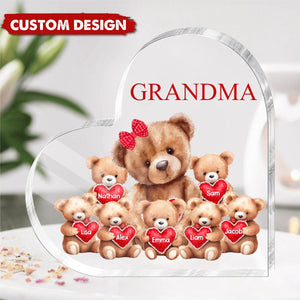 Mama/Nana Bear With Little Kids - Personalized Acrylic Plaque Mother's Day Gift