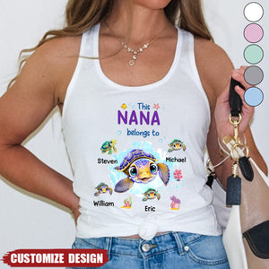 This Grandma Belongs To - Family Personalized Racer Back Tank Top - Gift For Mom, Grandma