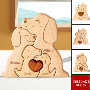 Personalized Wooden Dogs Family Puzzle - Gift For Couple,Family