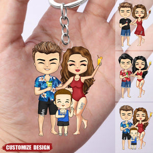 Personalized Family On Vacation Acrylic Keychain - Gift For Couple, Dad, Mom