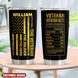 The Veteran The Soldier The Hero Cooler Tumbler Personalized Gift