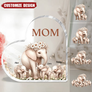 Mama/Nana Elephant With Little Kids Personalized Acrylic Plaque Mother's Day Gift