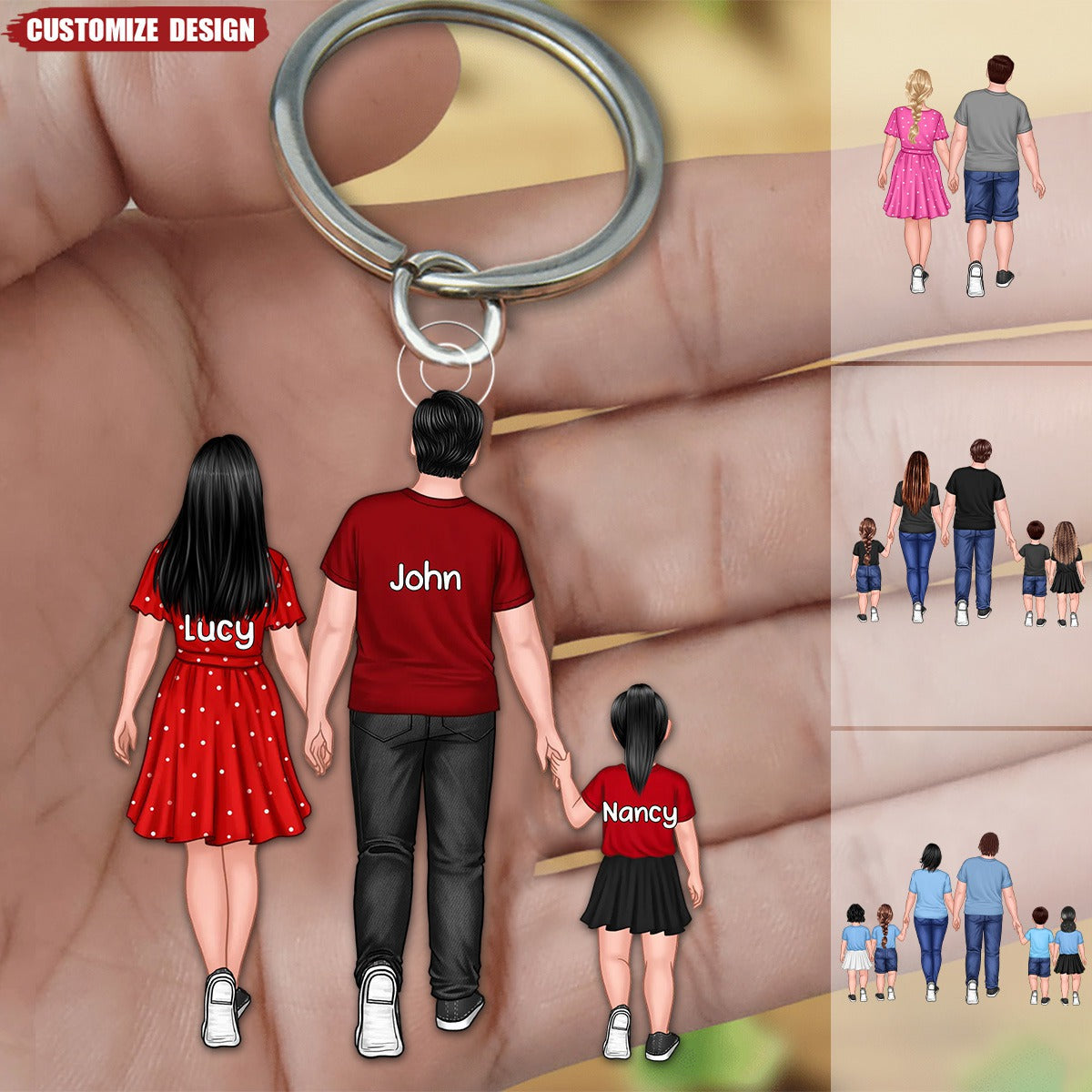 Personalized Mom&Dad&Kids Acrylic Keychain - Gift For Her/Him/Family