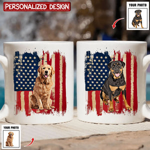 America Dog Flag - Personalized Black/White Mug