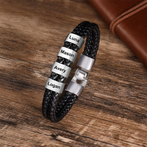 Man Leather Braided Bracelet - Gift For Dad,Grandpa