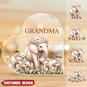 Mama/Nana Elephant With Little Kids Personalized Acrylic Plaque Mother's Day Gift