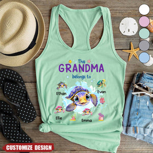 This Grandma Belongs To - Family Personalized Racer Back Tank Top - Gift For Mom, Grandma