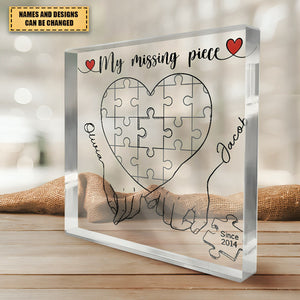 God Made Us As A Puzzle - Couple Personalized Custom Square Shaped Acrylic Plaque - Gift For Husband Wife, Anniversary