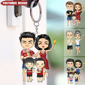 Personalized Family On Vacation Acrylic Keychain - Gift For Couple, Dad, Mom