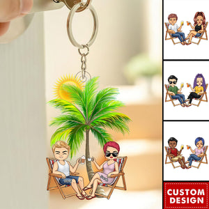 Personalized Beach Couple - Personalized Acrylic Keychain