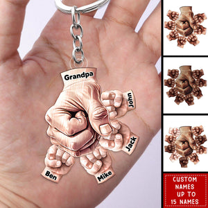 Happy Father‘s Day-Daddy/Grandpa Fist bump With Kids Personalized Acrylic Keychain