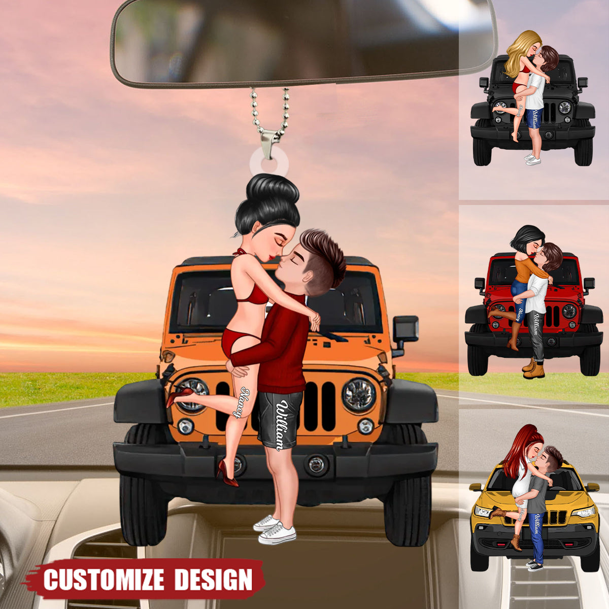 New Release - Personalized Off-Road Car Couple Kiss Car Ornament