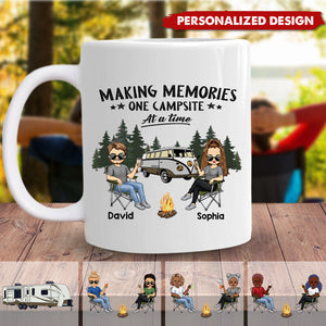 Camping Partners For Life Doll Couple Sitting-Personalized RV Mug-Gift For Camping Lovers