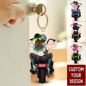 Personalized Motorcycle Couple Keychain - Gift For Bikers