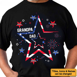 Personalized Dad Grandpa Stars Stripes 4TH July Shirt