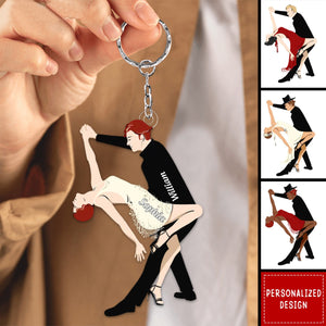 Dancing Romantic Couple Personalized Keychain