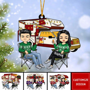 Personalized Couple Christmas Hanging Ornament - Gift For Camping Lover