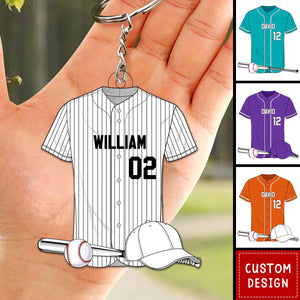 Baseball Shirt Personalized Acrylic Keychain, Gift For Son, Husband