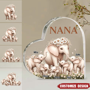 Mama/Nana Elephant With Little Kids Personalized Acrylic Plaque Mother's Day Gift