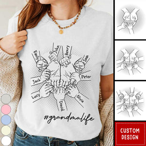 Hand Grandma, Mom Holding Children Hand Personalized T-shirt