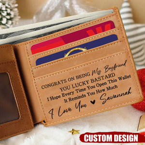 Congrats On Being My Husband - Personalized Leather Wallet, Gift For Husband, Boyfriend