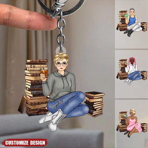 Just A Girl Who Loves Books - Reading Girl - Personalized Acrylic Keychain - Gift For Book Lovers