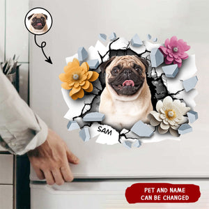 Custom Photo 3D Cracked Pet Face - Gift For Dog/Cat Lovers - Personalized Decor Decal