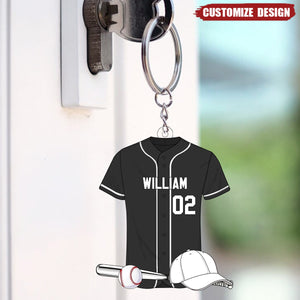 Baseball Shirt Personalized Acrylic Keychain, Gift For Son, Husband