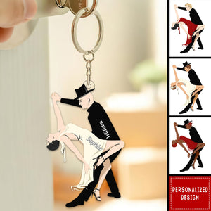 Dancing Romantic Couple Personalized Keychain