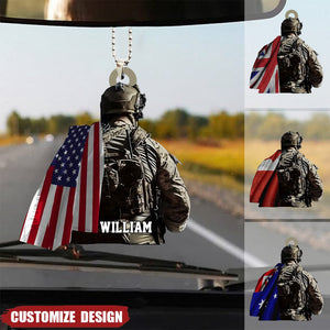 Personalized Military/Veteran/Soldier Hanging Acrylic Ornament