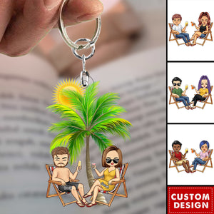 Personalized Beach Couple - Personalized Acrylic Keychain