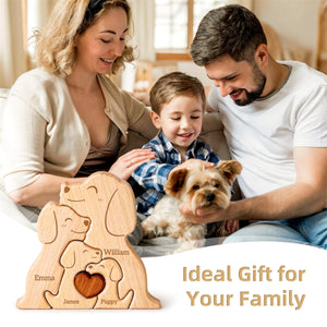 Personalized Wooden Dogs Family Puzzle - Gift For Couple,Family